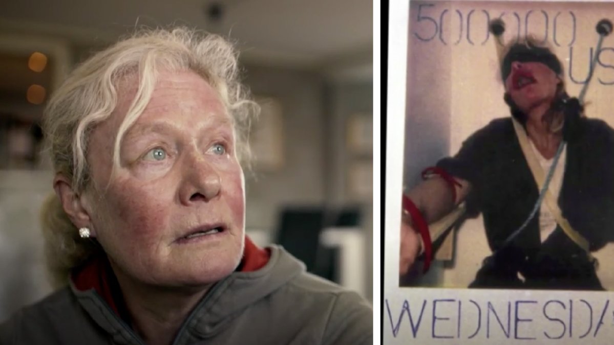 Fotot togs av kidnapparen när Ulrika Bidegård var fastspänd i lådan.