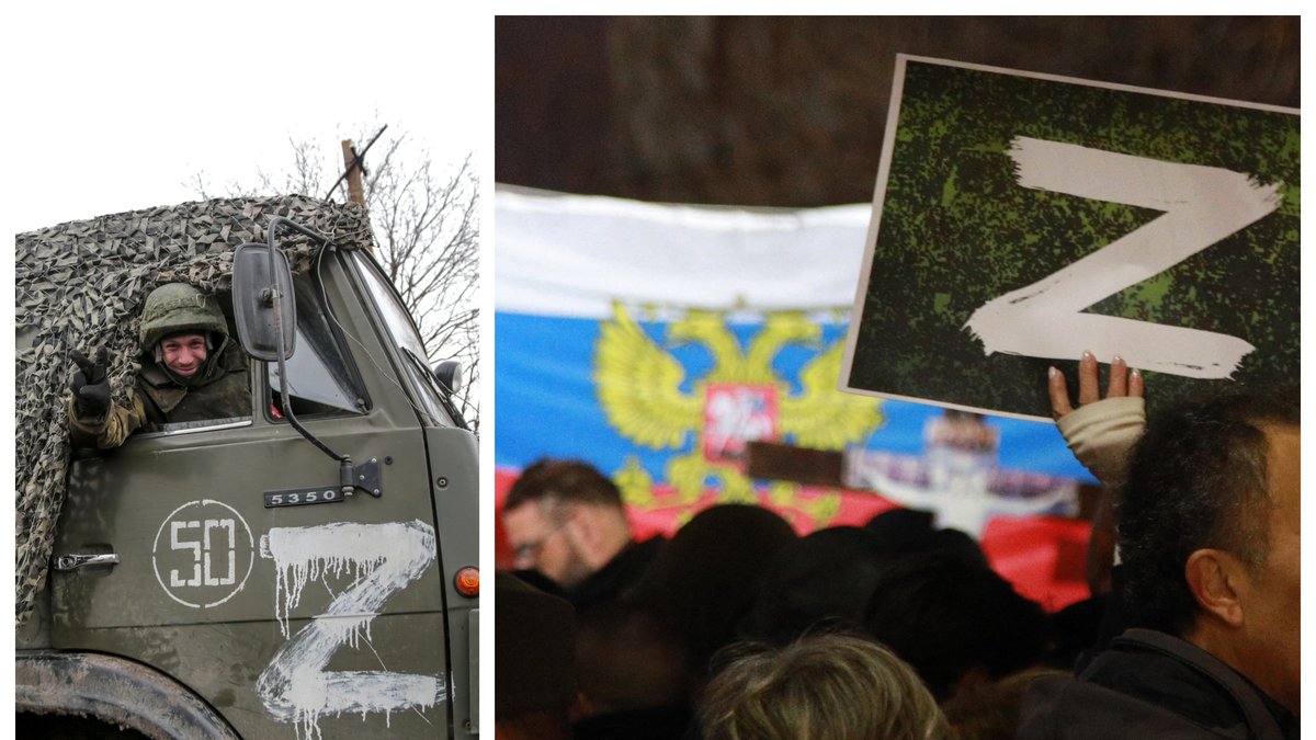 Symbolen Z används av Vladimir Putins anhängare.
