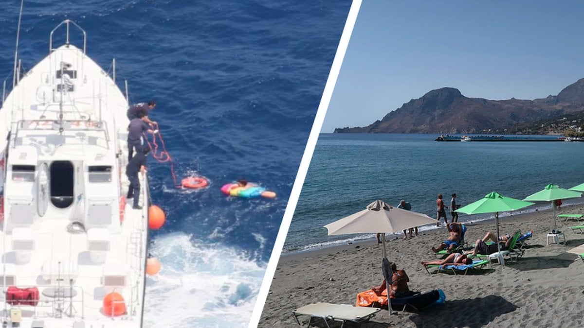 Räddningsinsatsen hittade henne ute på havet. utanför strand på Kreta