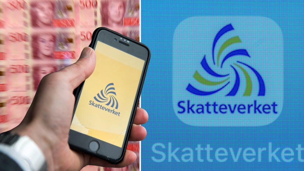 Pengar, Skatteverkets app och apen i en mobiltelefon.