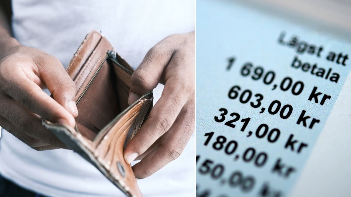 En tom plånbok och en räkning med en avbetalningsplan.