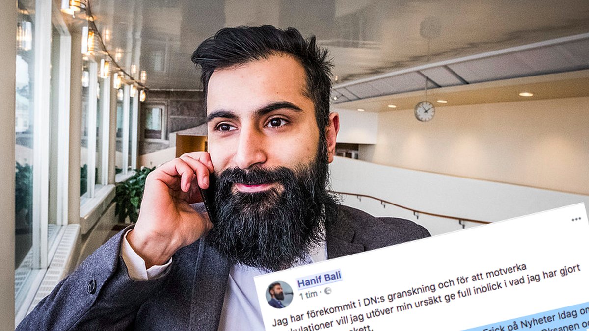 Hanif Bali pratar i telefon