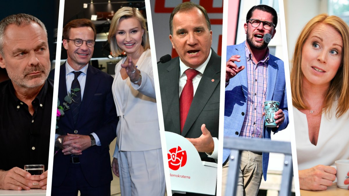 Bjökrlund, Kristersson, Busch Thor, Löfven, Åkesson och Lööf. Montage. 