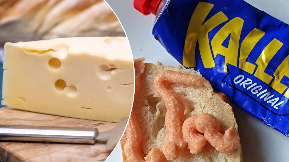 Bilder på ost och kaviar.