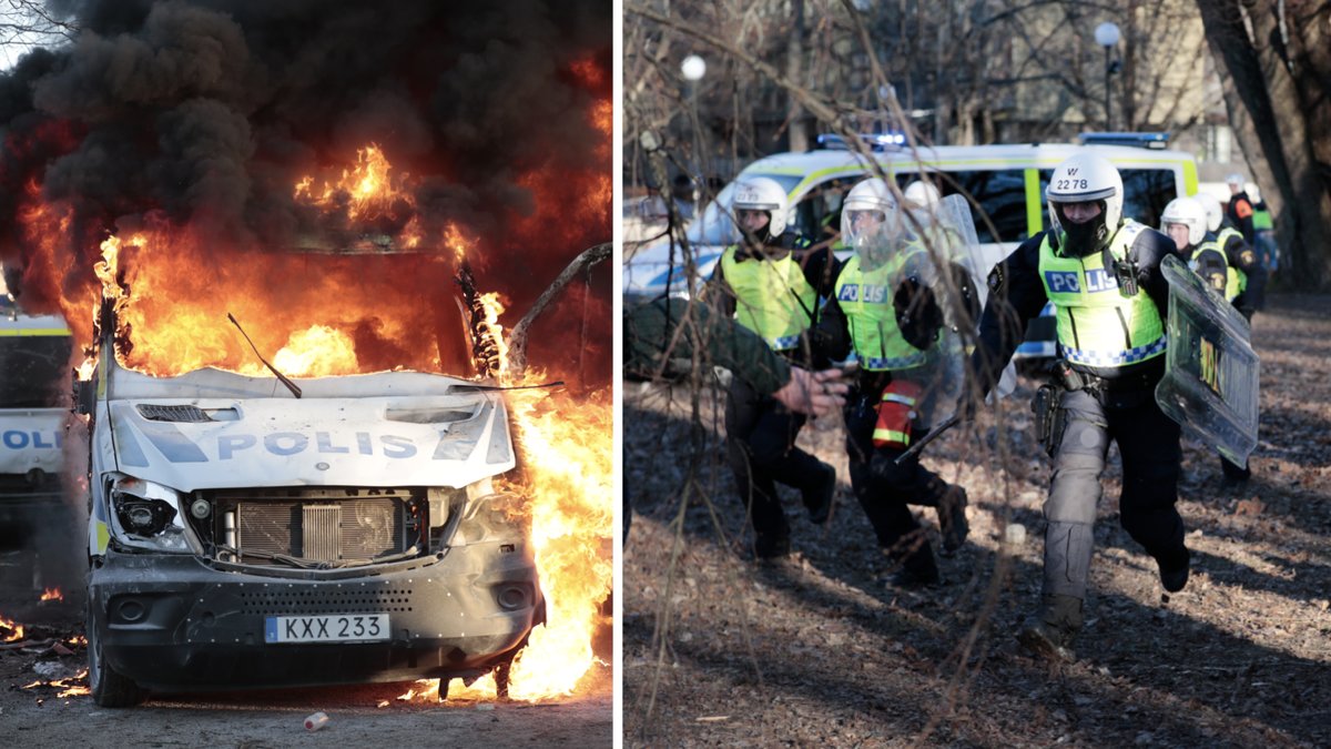 Upploppen mot polis.