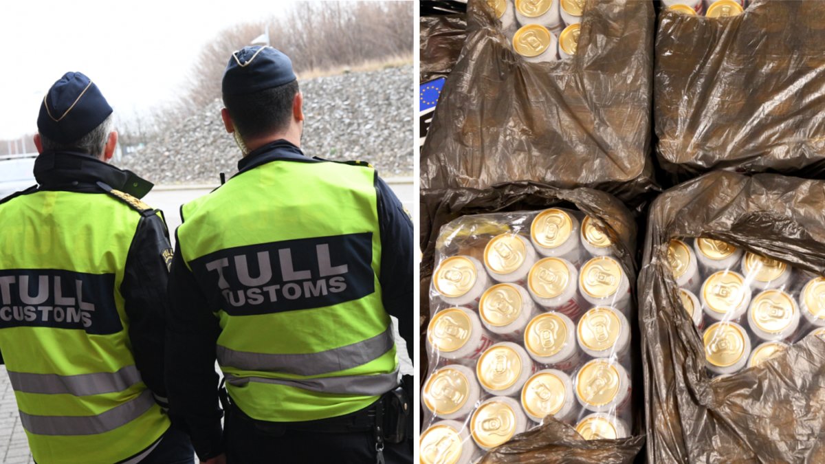 Bilen var fylld med hundratals lite sprit och öl när den stoppades i tullen. 