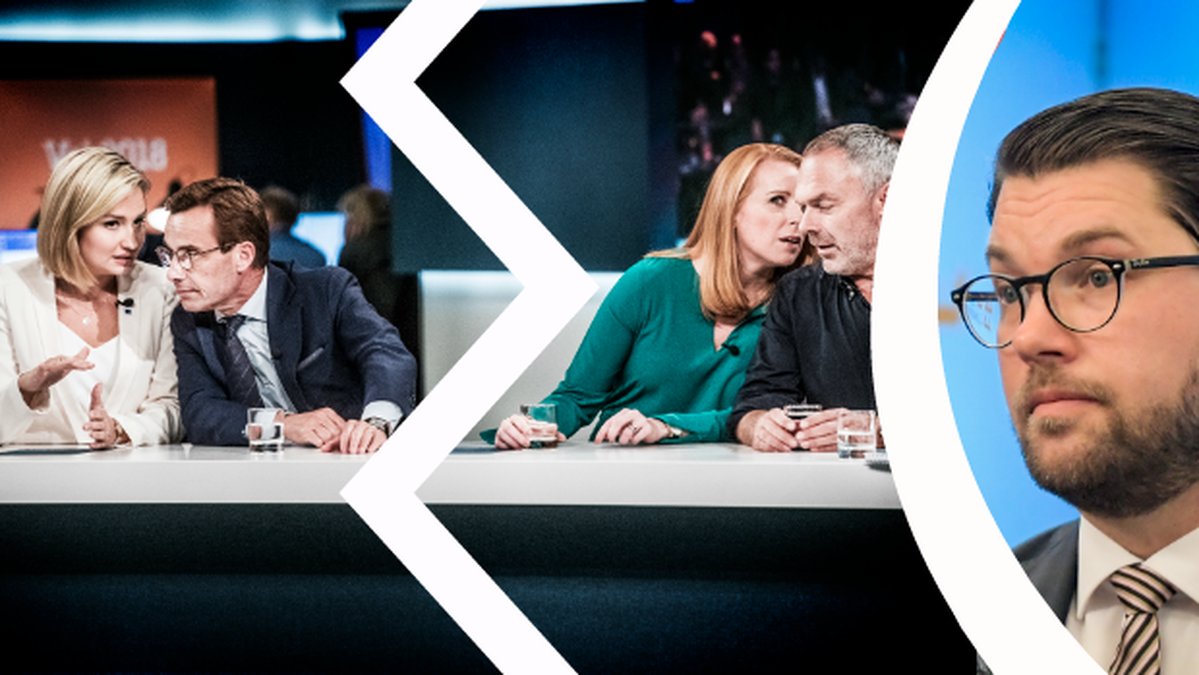 Ebba Busch Thor, Ulf Kristersson, Annie Lööf, Jan Björklund. Jimmie Åkesson.