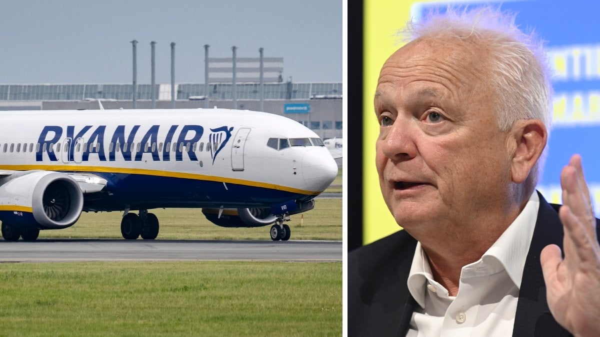 Bild på Ryanaird vd Eddie Wilson och ett flygplan. 