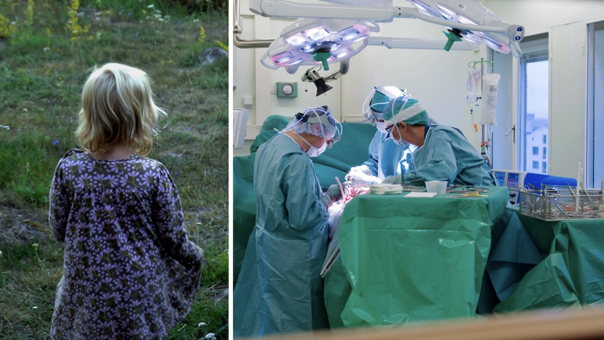 Genrebilder på flicka och operation.