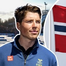 William Poromaa och en norsk flagga.