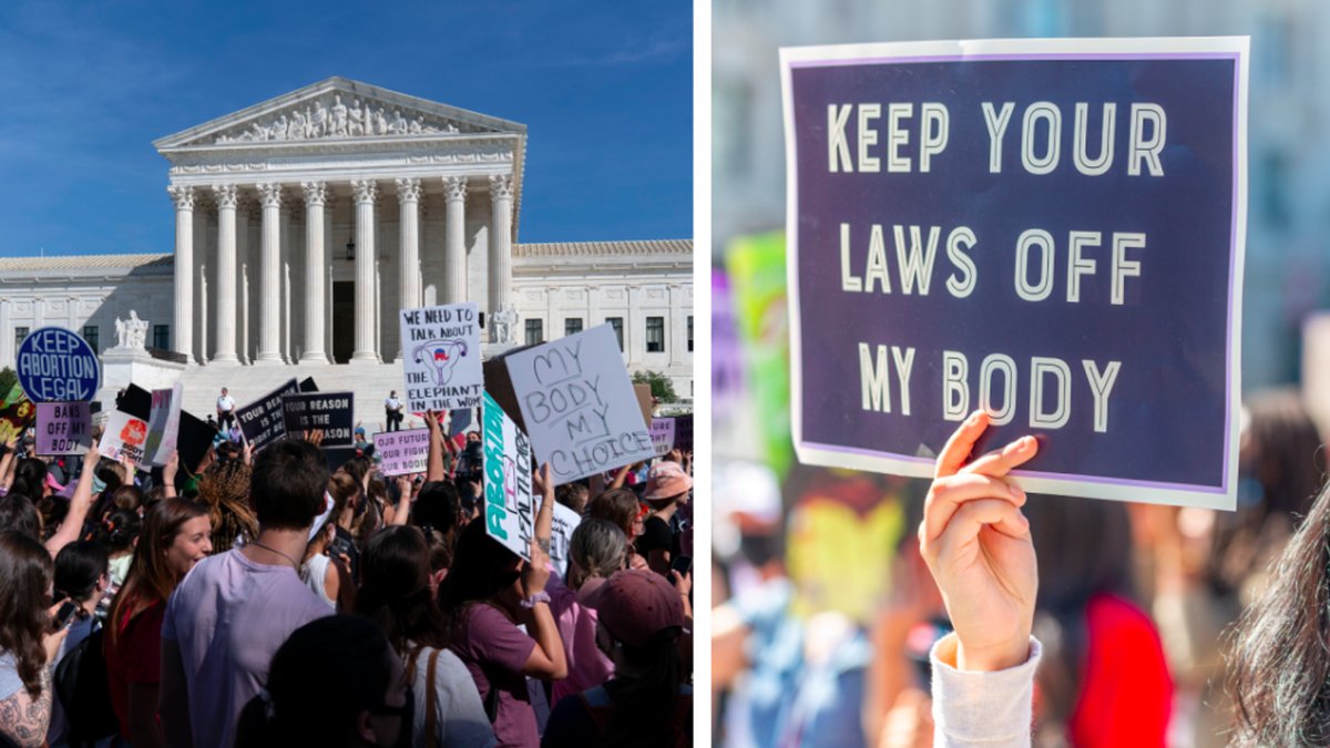 Kvinnor protesterar mot Texas abortlag i USA. 