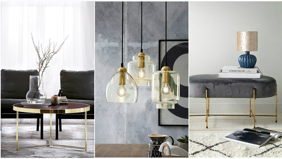 Bord med blomma, lampa, matta.
