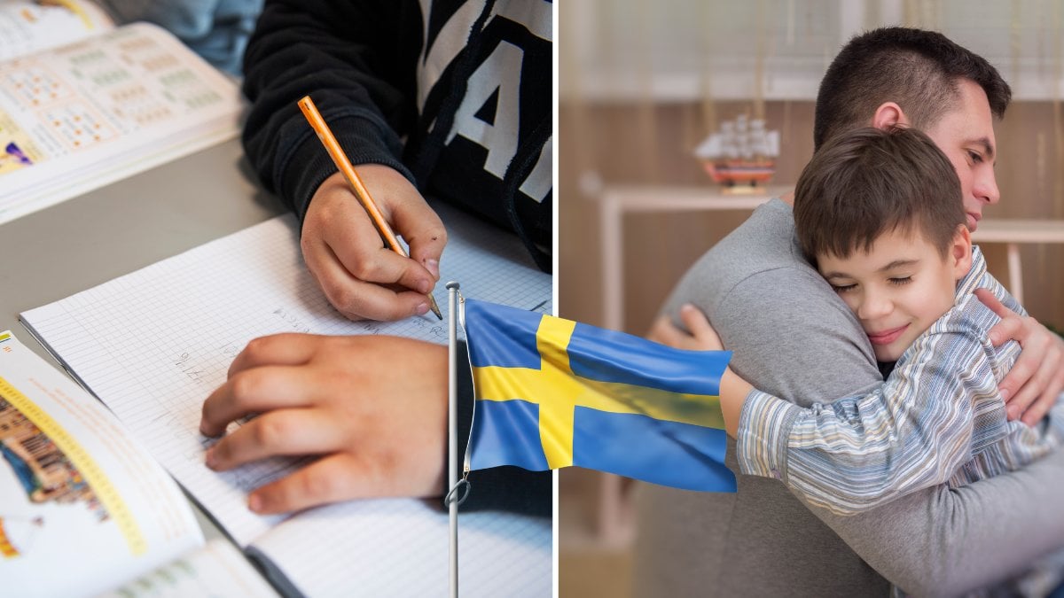 Barn i skola och Svensk flaga 