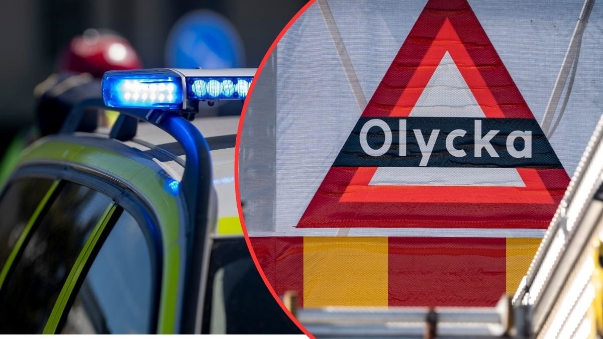 Blåljus och olycka-skylt