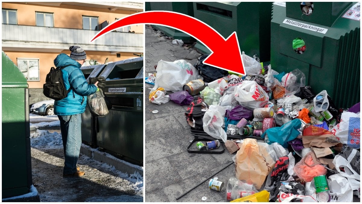 Vissa återvinningsstationer är stökigare än andra. Bilderna är genrebilder. 
