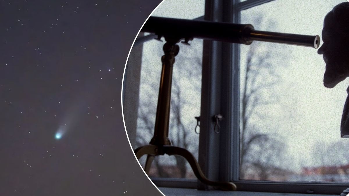 Kometen Lemon och en stjärnkikare.