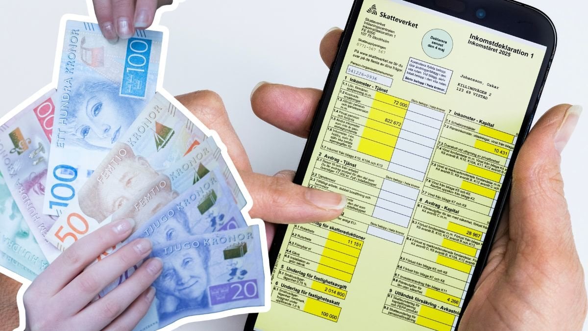 Pengar och deklarationen i en mobil.