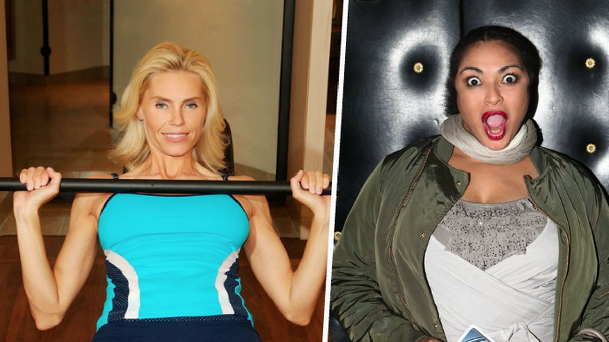 Anna Anka lyfter en stång och Camilla Henemark