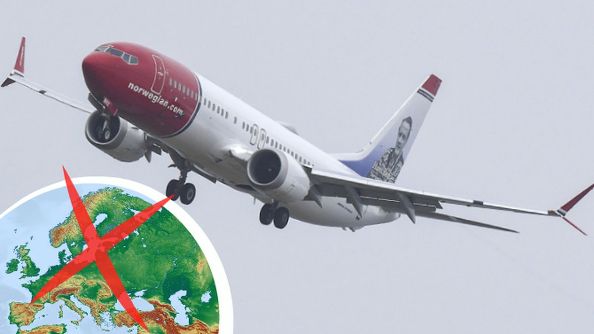 Karta över Europa, rött kryss, Boeing 737 Max
