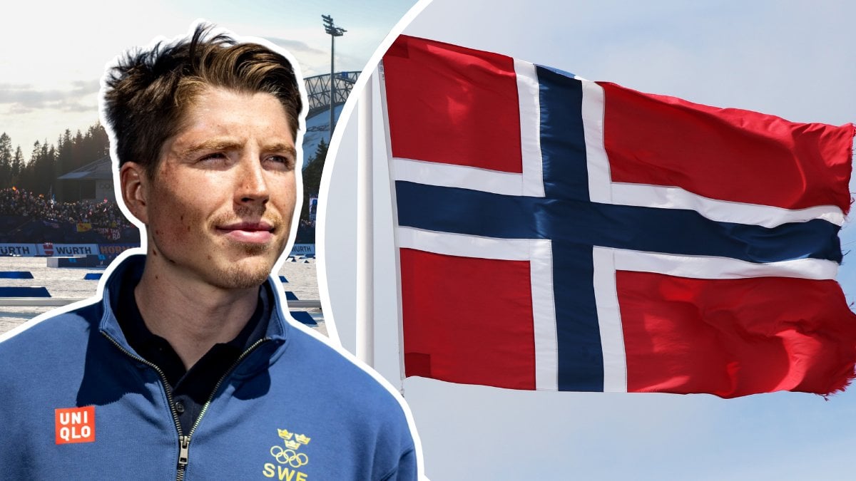 William Poromaa och en norsk flagga.