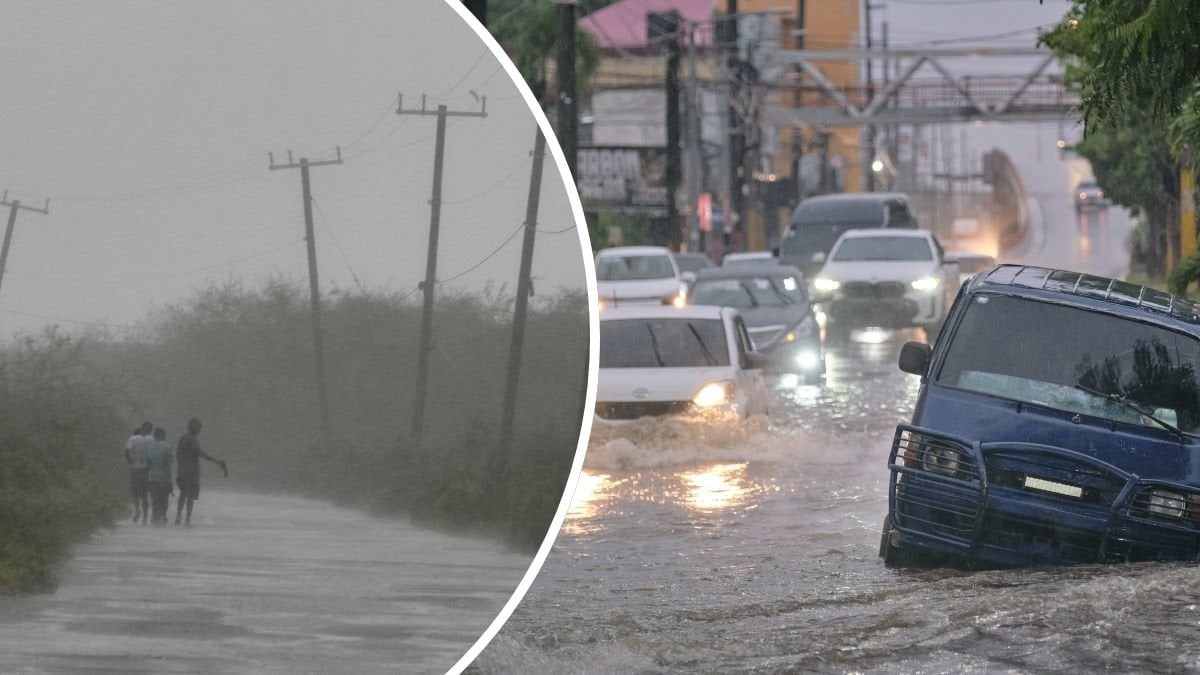 Bilder på vad Stormen Melissa orsakat.