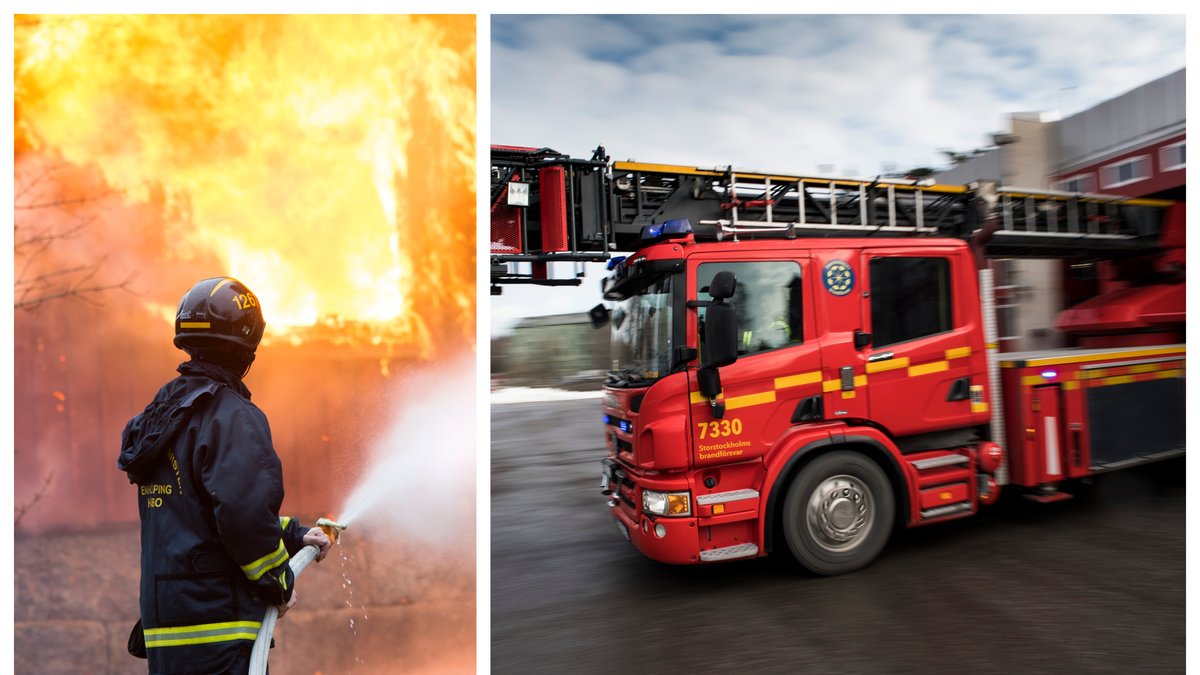 En brand bröt ut i en radhuslänga i Kälvesta under tisdagen.