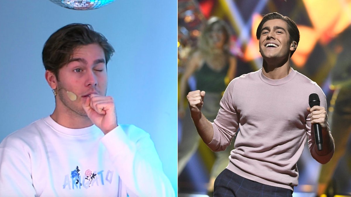 Benjamin Ingrosso visar dansrörelsen som togs bort från Melodifestivalen 2018.