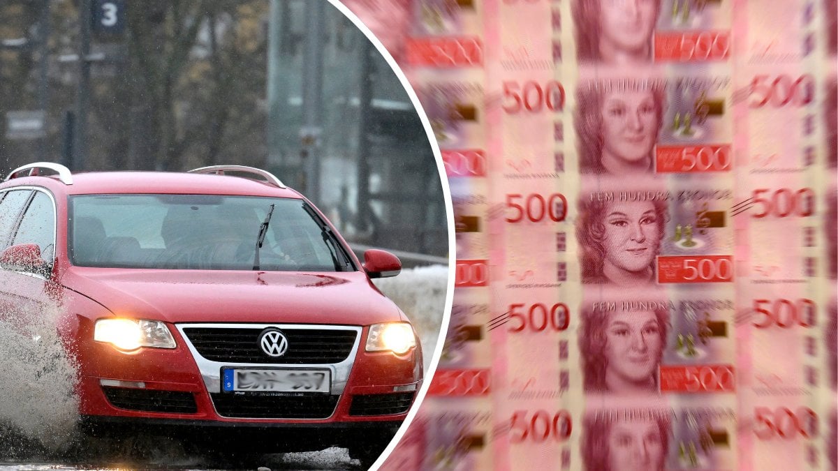 Bild på sedlar och en bil.