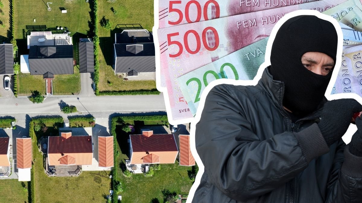 Villaområde, maskerad inbrottstjuv och svenska sedlar