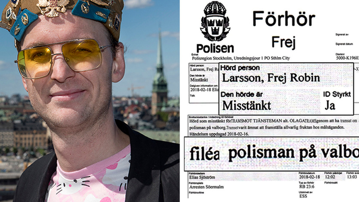 Frej Larsson greps efter att han skrivit att han ville filéa en polischef.