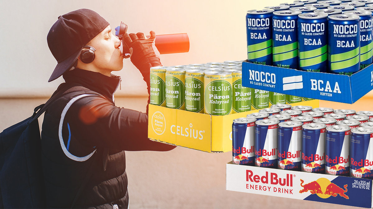 Här hittar du flak med energidryck till billigast pris