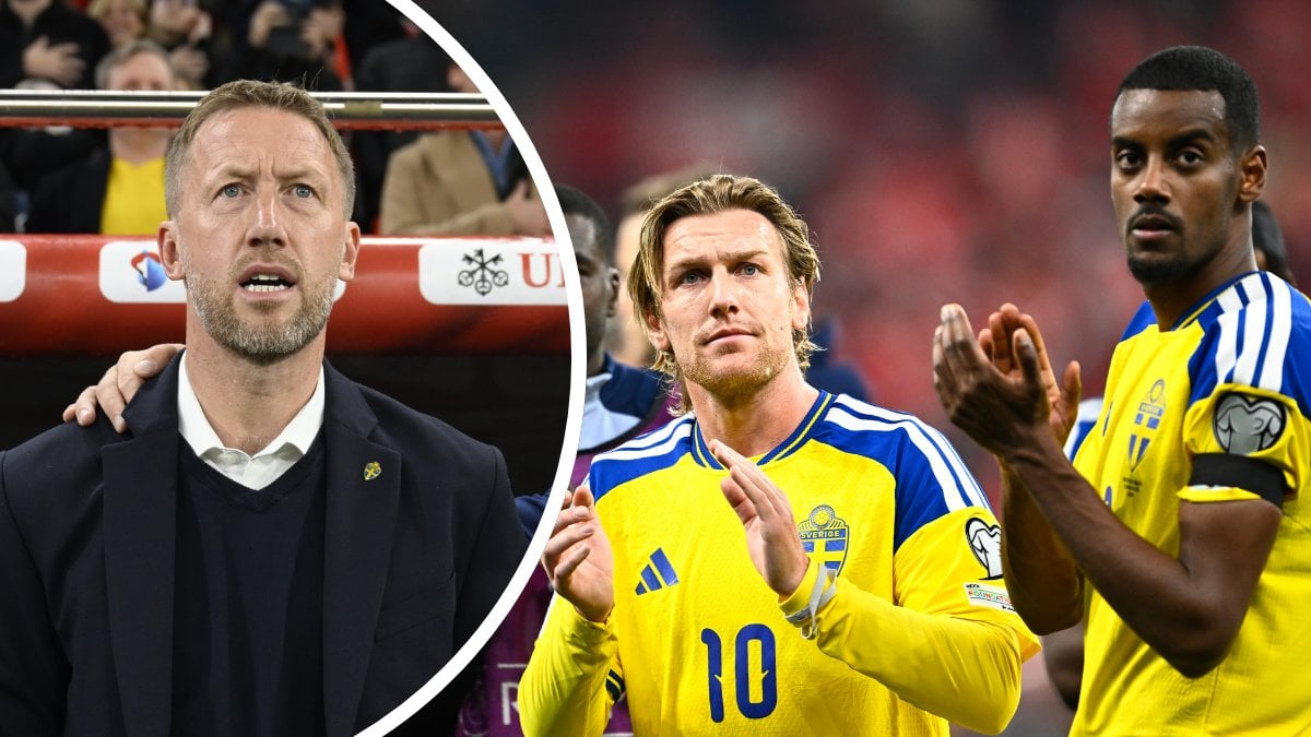Graham Potter, Emil Forsberg och Alexander Isak.