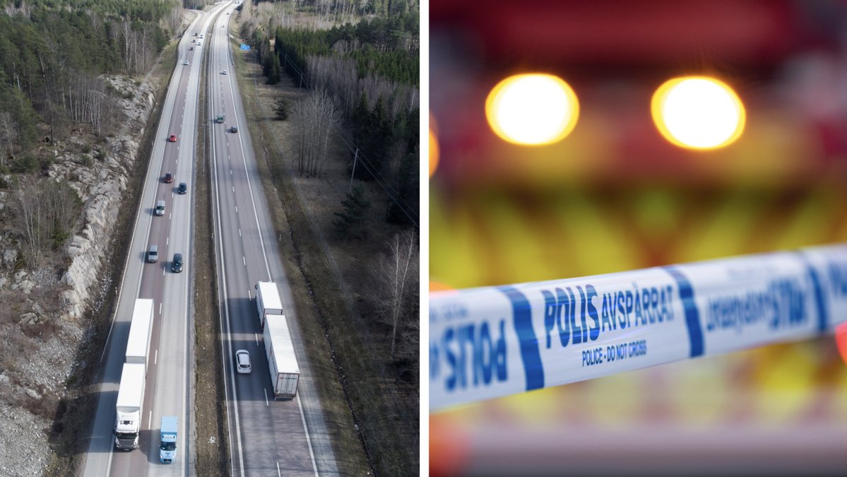 Bil på taket efter olycka – voltade