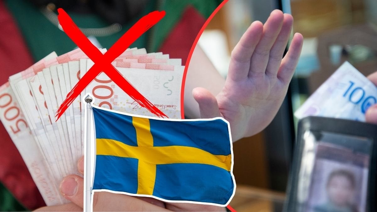 kontanter. svensk flagga