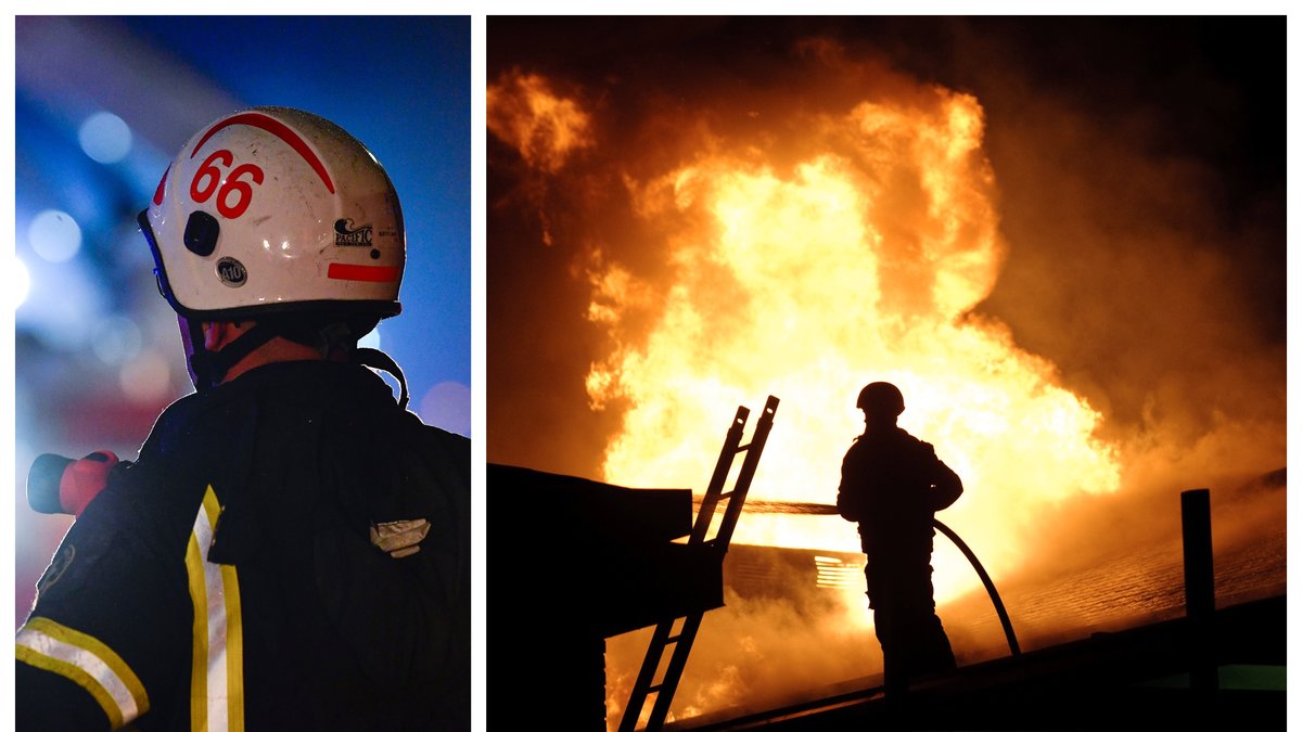 Det brinner i en träindustri i Bottnaryd. Bilderna är genrebilder.