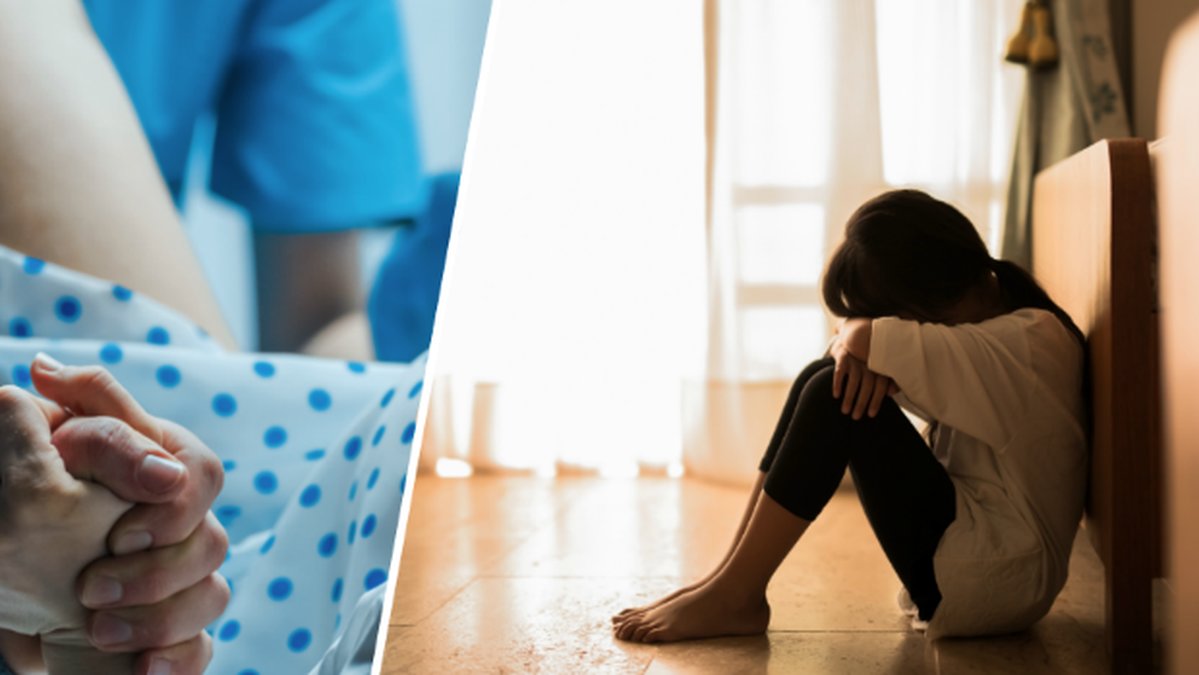 Födsel, ledsen tjej