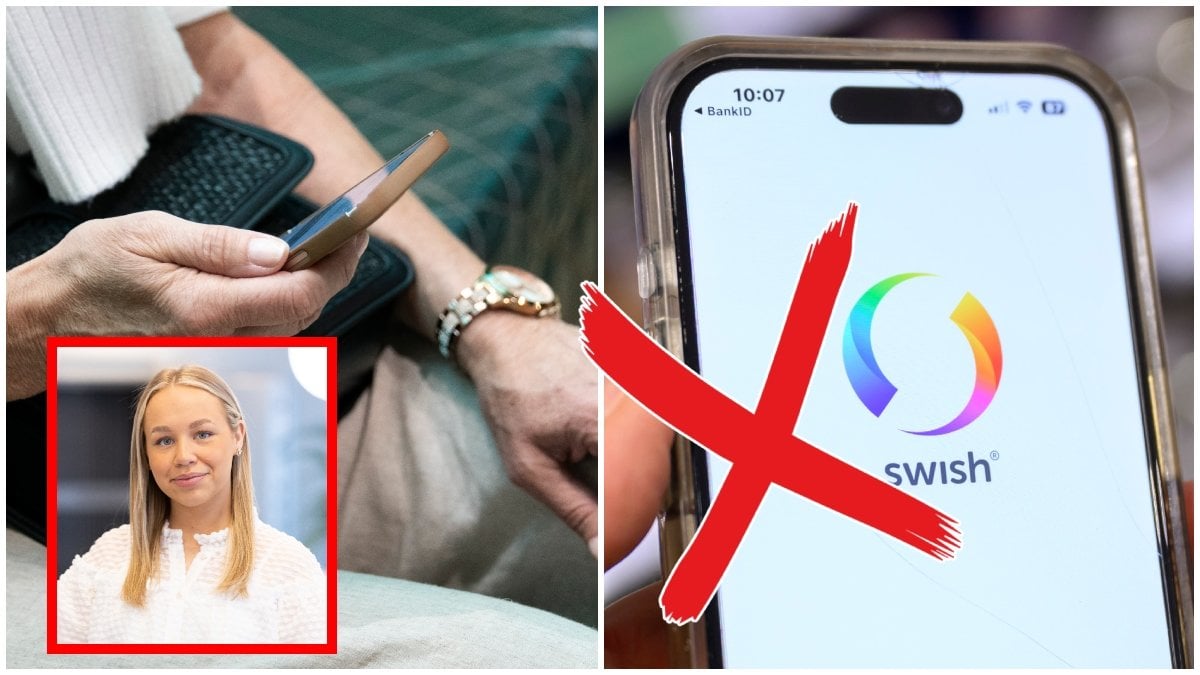 Maja Näsman, en tant med mobil och en swish