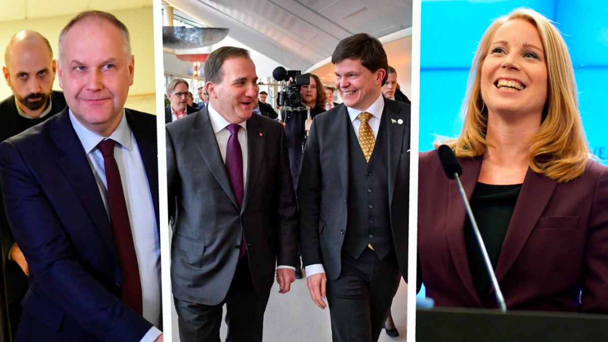 Sjöstedt, Löfven och Lööf. Kollage