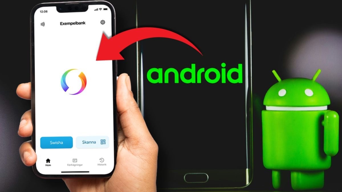 Swish-appen och en text där det står Android.