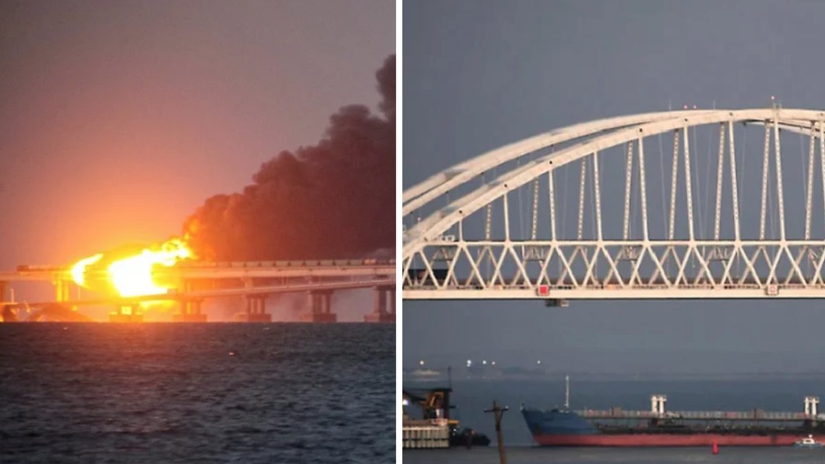 Den våldsamma explosionen i lördags förstörde en stor del av Kertjbron.
