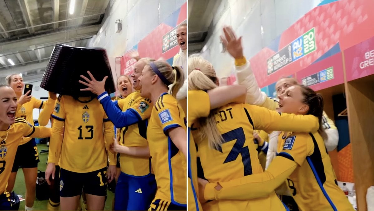 Landslaget firade vilt efter segern mot Japan i fotbolls-VM.