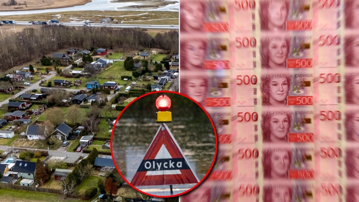Villor, olycksskylt och pengar.