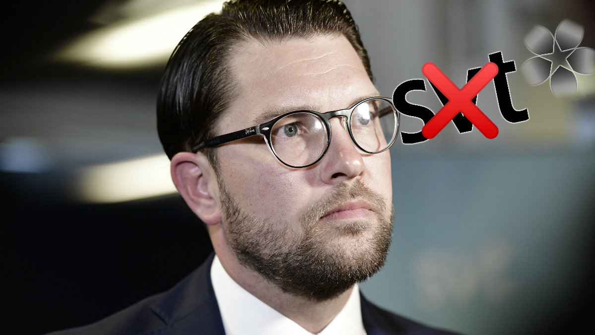 Jimmie Åkesson. SVT-logo.