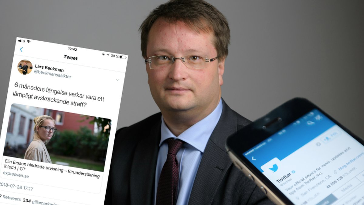 Lars Beckman (M) twittrar om Elin Ersson som hindra en utvisning