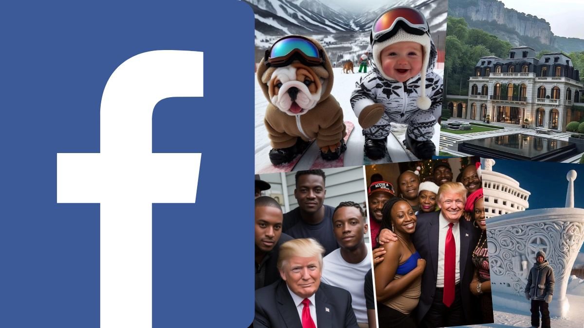 Bilden är ett montage av AI-genererade bilder som publicerats på Facebook.
