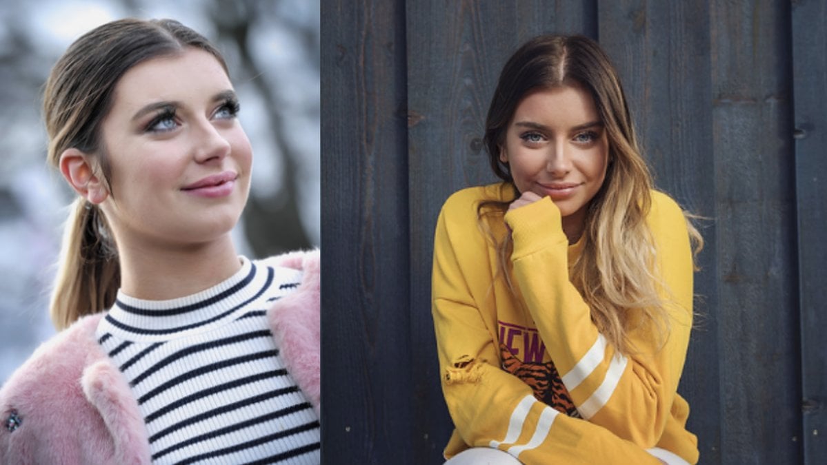 Hanna Ferm, i rosa och gul tröja