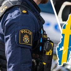 Polisuniform och en man som sitter i en bil