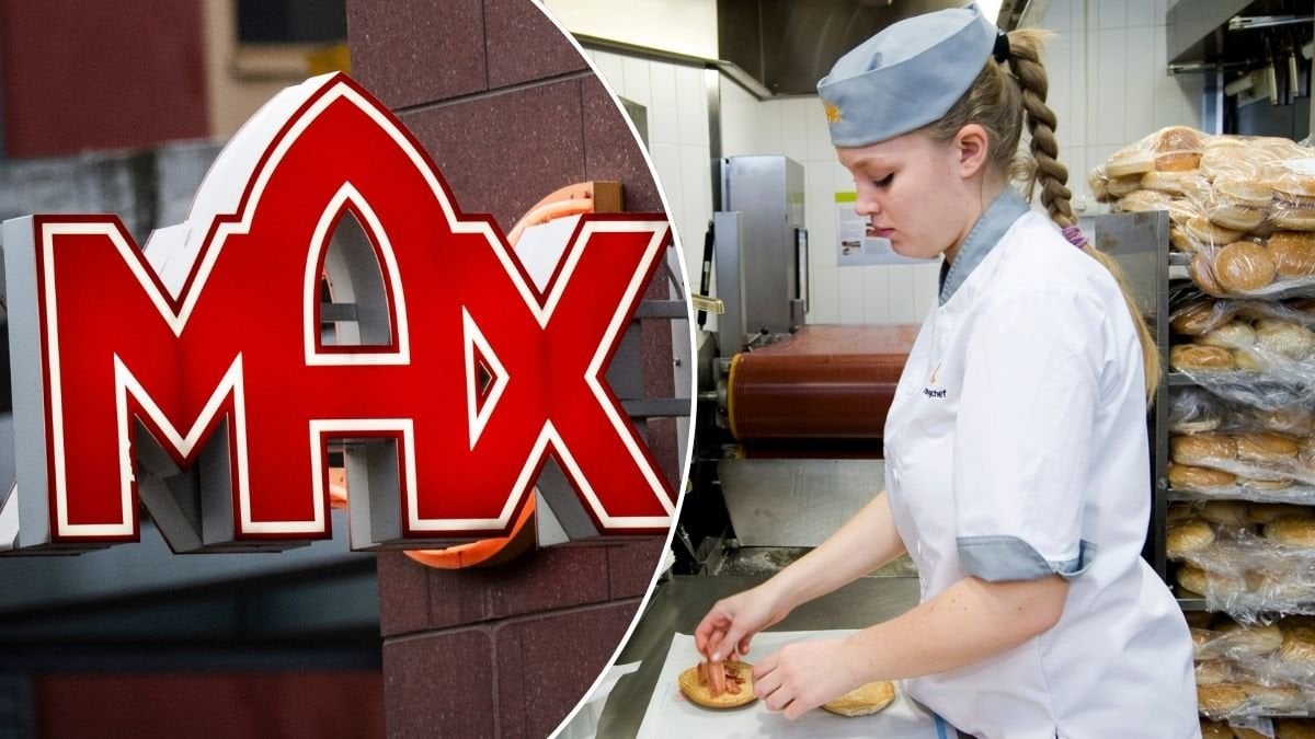 Max skylt och en Max-anställd.