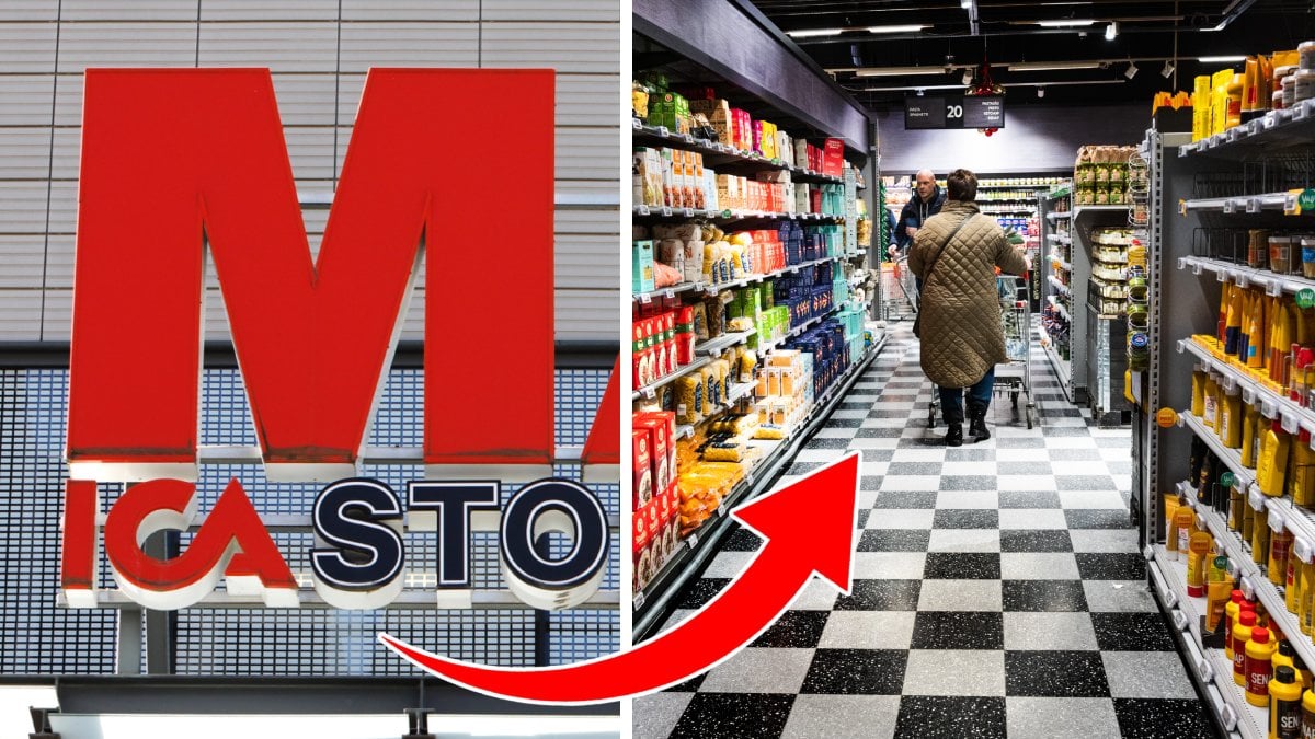 Etikett för bäst före-datum byttes ut på Ica Maxi i Jönköping.