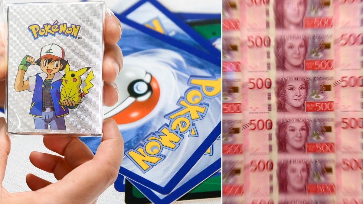 Pokémonkort och pengar.